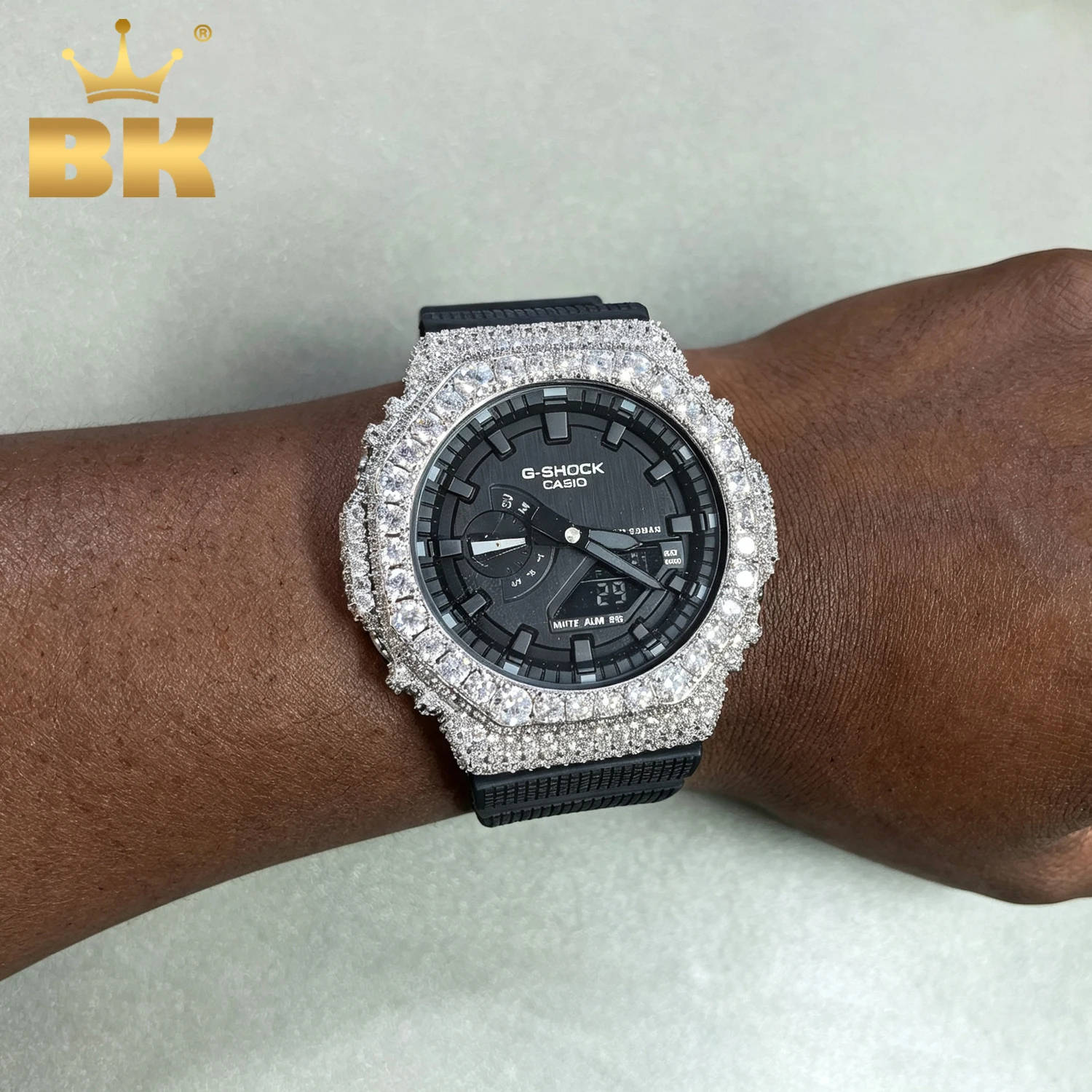 Фото Комплект для модификации часов TBTK Iced Out Moissanite: ободок с инкрустацией для GA2100 DW6900, аксессуары для модификации часов в стиле Hip-Hop №1