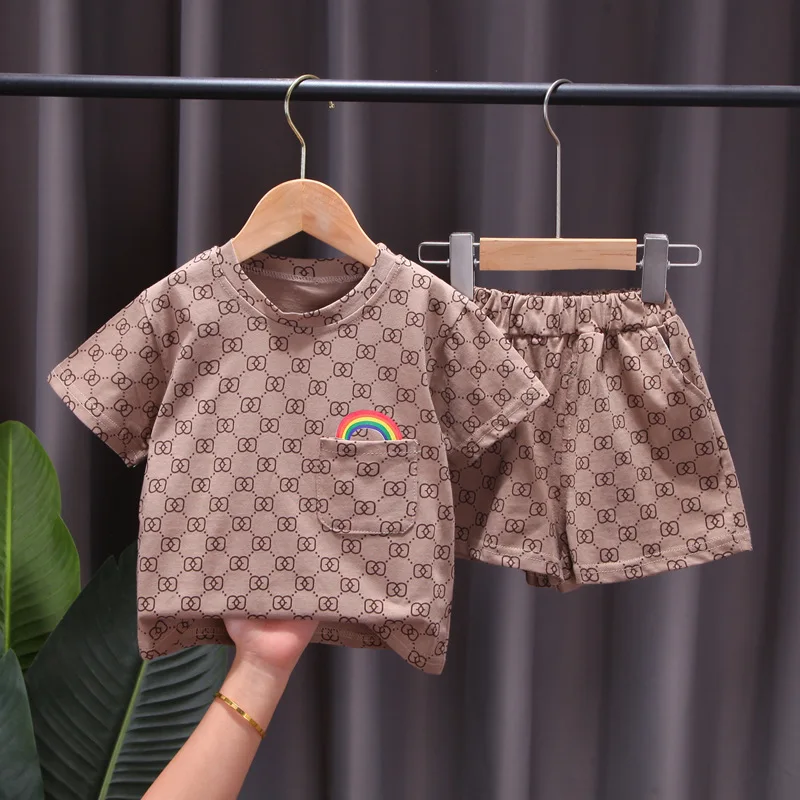 

Baby Boy Clothes Summer Outfit Toddler Luxury Short Sleeve T-shirts and Shorts 2 Piece Girls Clothing Sets Kids Bebes Tracksuits