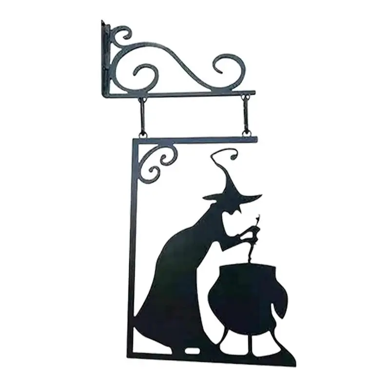 

2023 Halloween Decor Witches Cauldron Silhouette Corrosion Resistance Garden Corner Sign Deformation Resistance for Garden Door