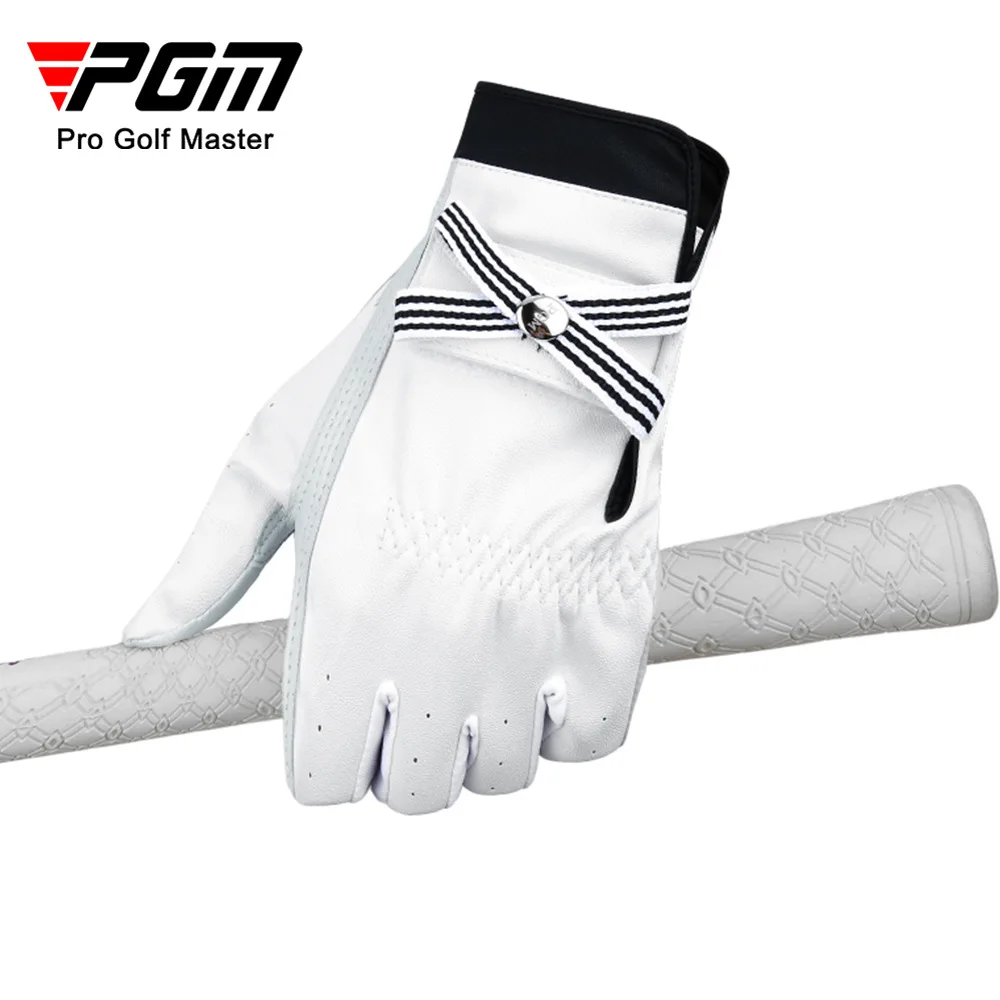 1 Pair PGM Golf Gloves Women Sheepskin Breathable Palm Ladies Genuine Leather Sport Gloves Anti-Slip Training Mittens Elegant