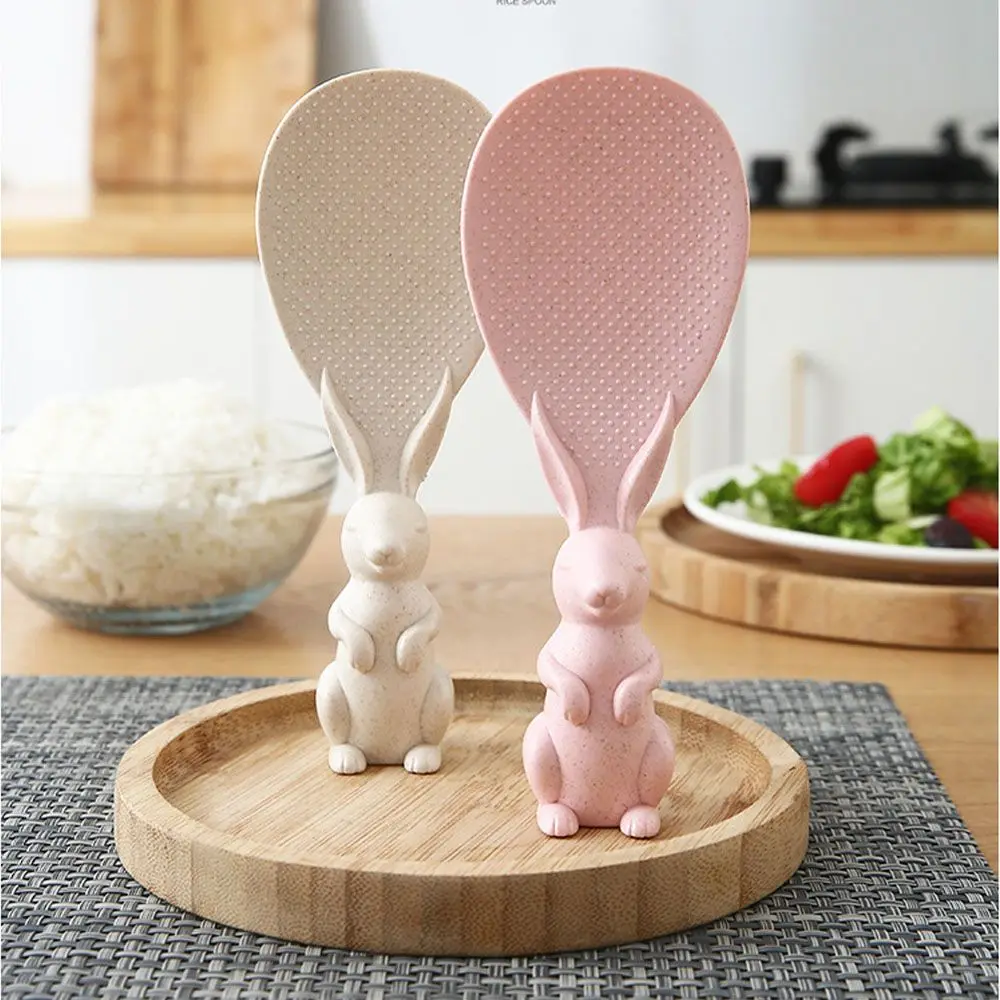 

2021 New Creative Rice Shovel Cute Rabbit Non-Stick Standing Rice Spoon Wheat Straw Rice Spoon