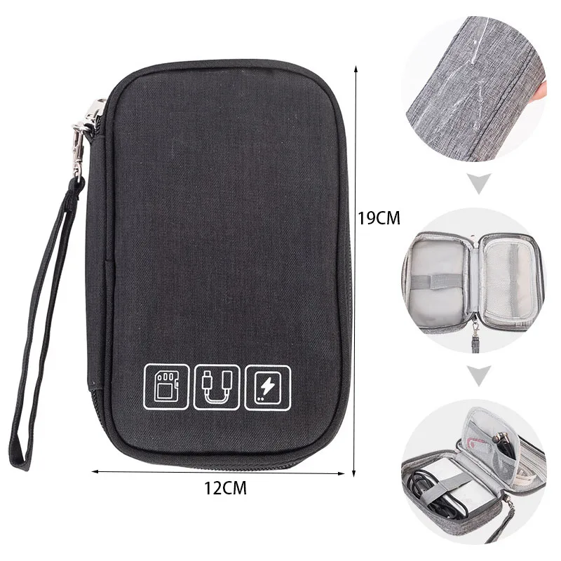 Digital Cable Storage Bag Zipper USB Data Wires Bag Organizer Electronic Accessories Case For Cord Charger Earphone Gadget