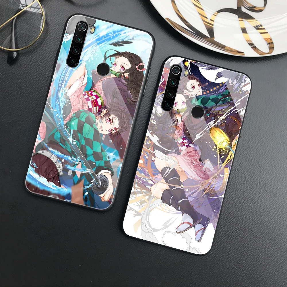 

Demon Slayer Anime Phone Case for Redmi Note 10Pro 9 Pro Max 10 4G 9T 10S Poco F3 11 11S 5G F2Pro Luxury Tempered Glass Cover