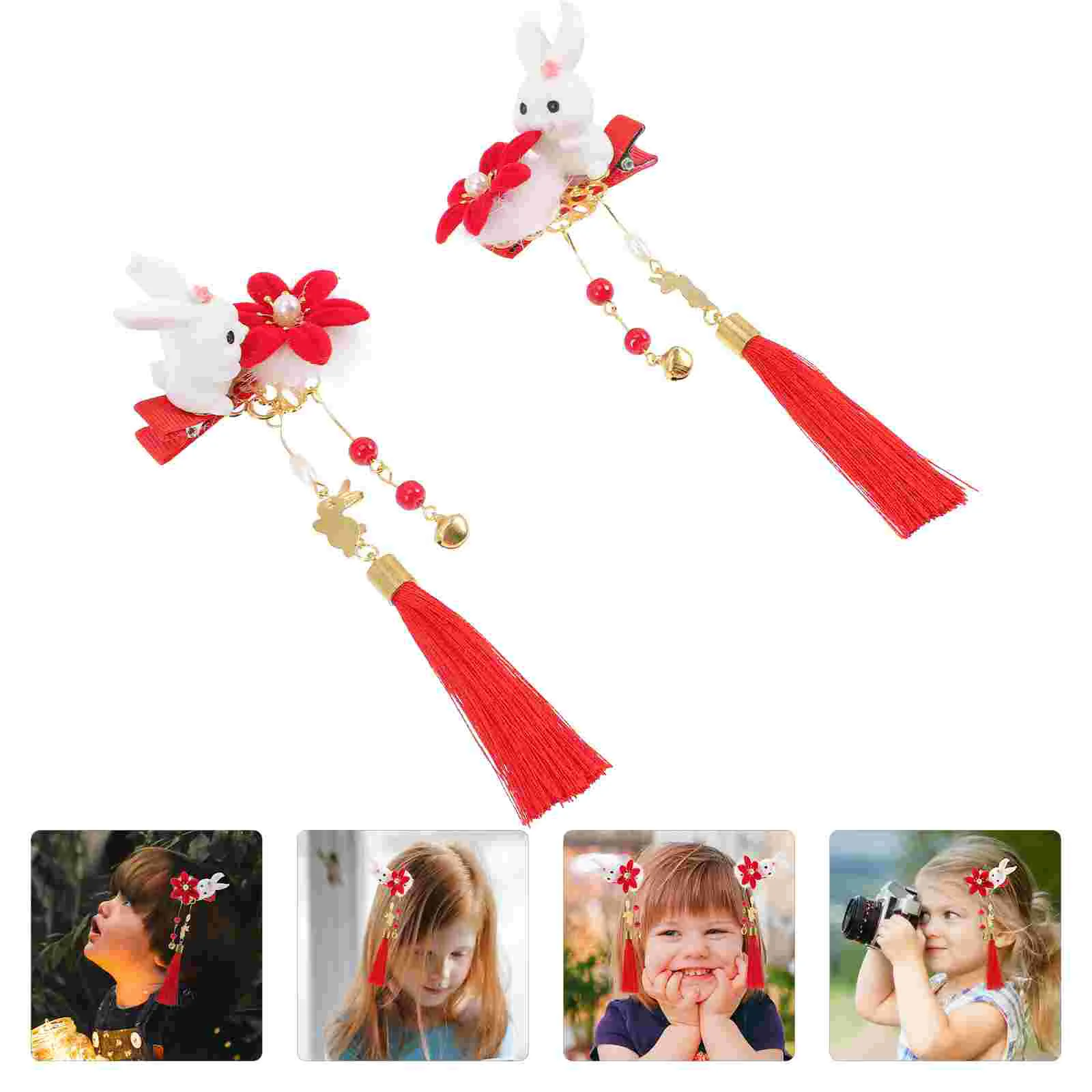 

Chinese Traditional Hair Barrettes Bunny Hairpin Accessories Girls Hairpins Kids