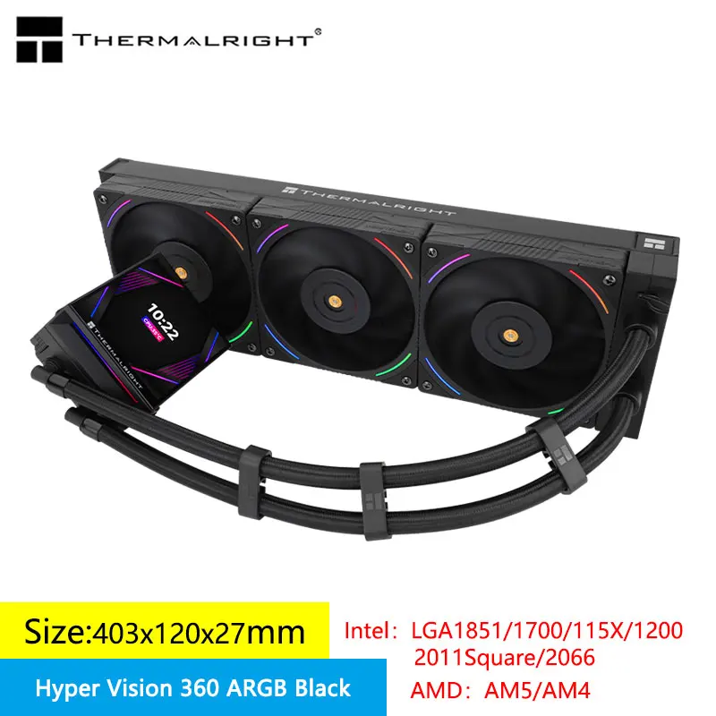 Thermalright Hyper Vision 360 ARGB All -in -one water cold radiator，3.95 inches can rotate the LCD display LGA1851/1700/AM5/AM4