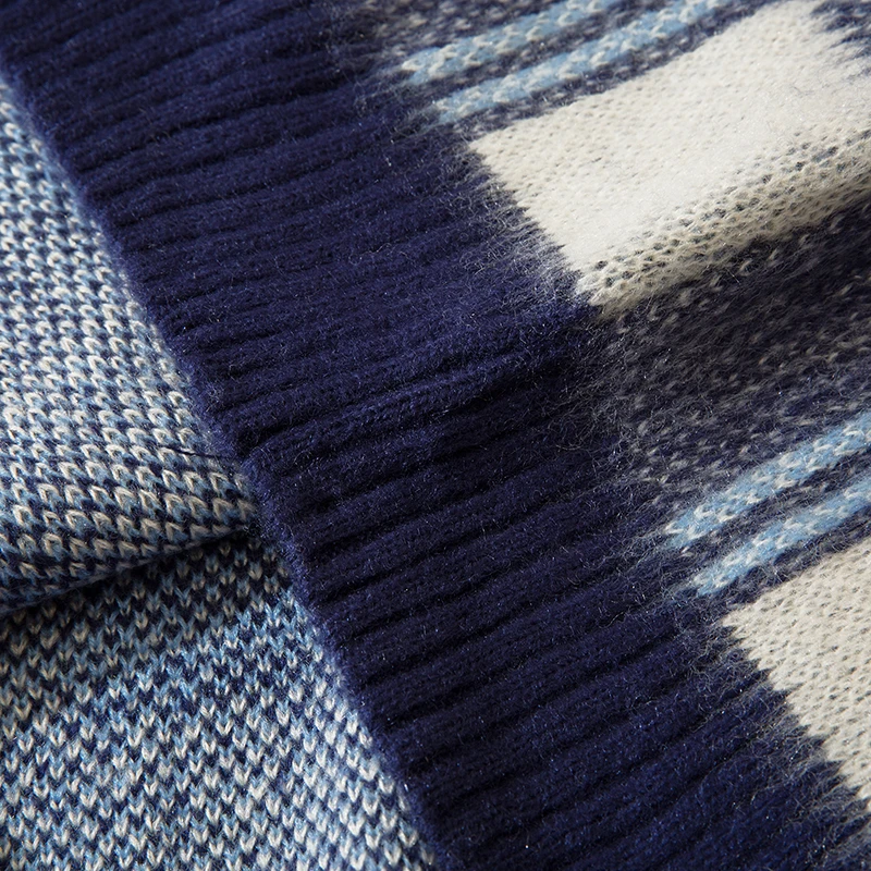 2023 Retro Plaid Sweater Streetwear Men Women Knitted Sweater Hip Hop Vintage Pullover Autumn Cotton Checkered Sweater Harajuku