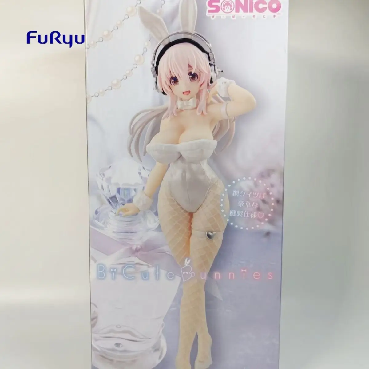 Фото В наличии Оригинальная фигурка кроликов FuRyu BiCute - жемчужно-белая версия. SUPER SONICO Аниме Фигурка Универсальный Орнамент Модель Подарок №4