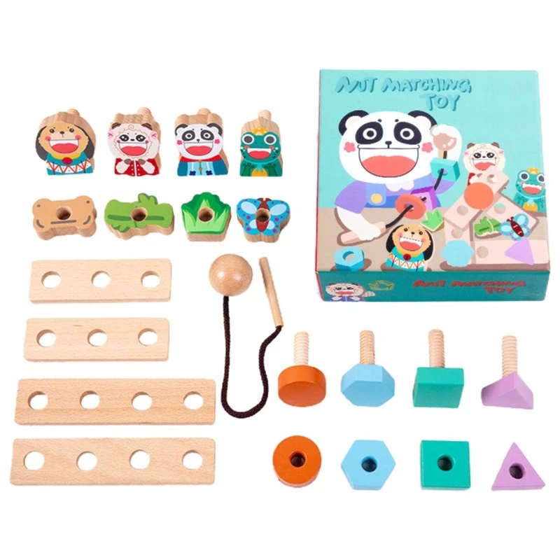 

Wood Nuts and Bolts Building Blocks Montessori Toy Matching Activities for Kids