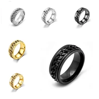 wangaiyao2022 new rotatable titanium steel chain ring fashion stainless steel ring mens creative trend mens personality ring