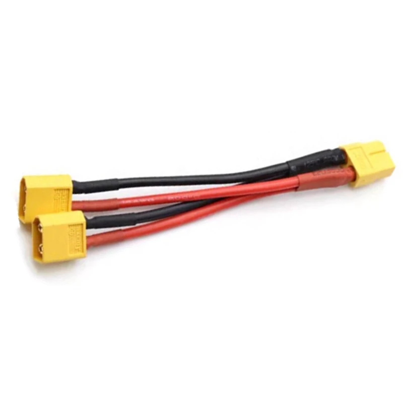 XT60 Parallel Battery Connector 1 Female To 2 Male Cable Dual Extension Y Splitter 14AWG Silicone Wire For RC Durable