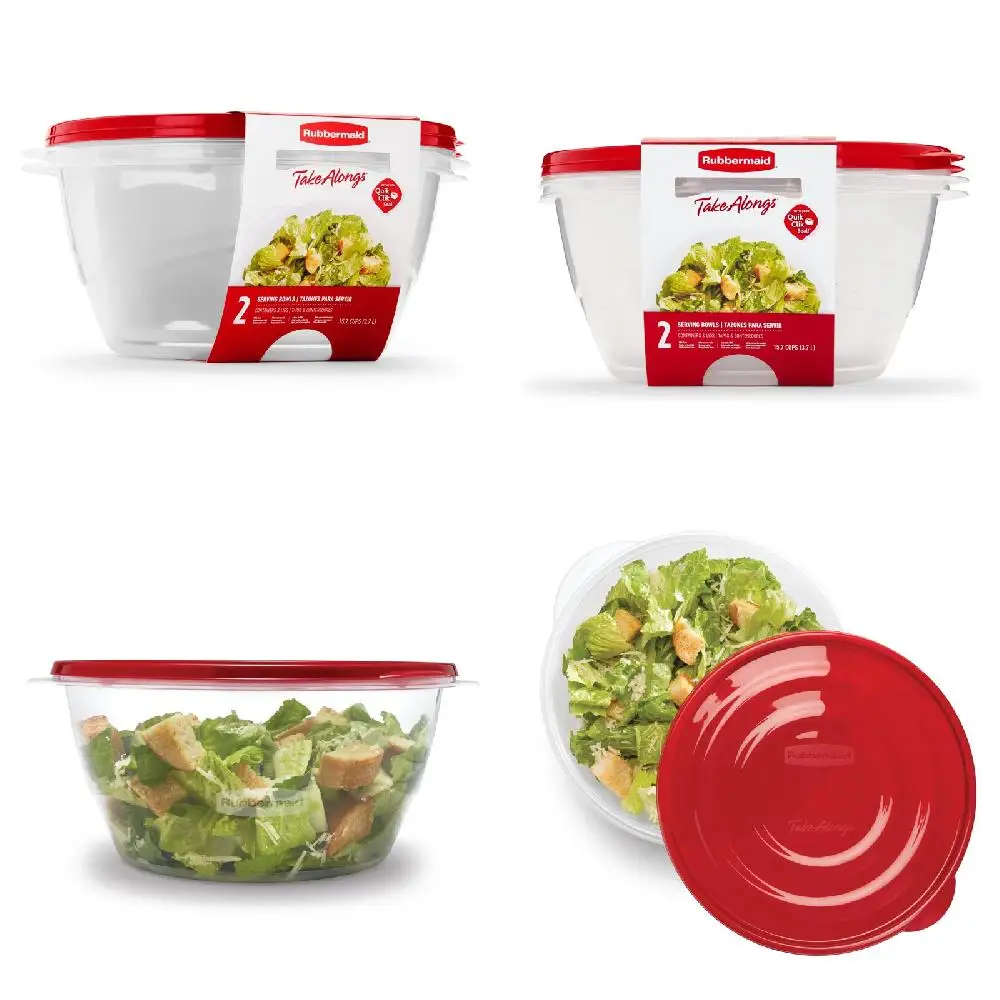 

Stylish, Red Food Storage Containers (2-Pack) - 15.7 Cup Round Shape, Airtight Lids, Freezer Safe.