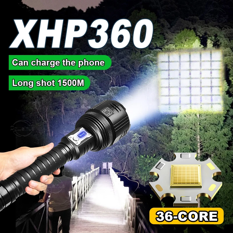 

Newest XHP360LED Flashlight Torch High Power LED Flashlights 18650 USB Rechargeable Lantern 6000mAh Camping Tactical Flash Light