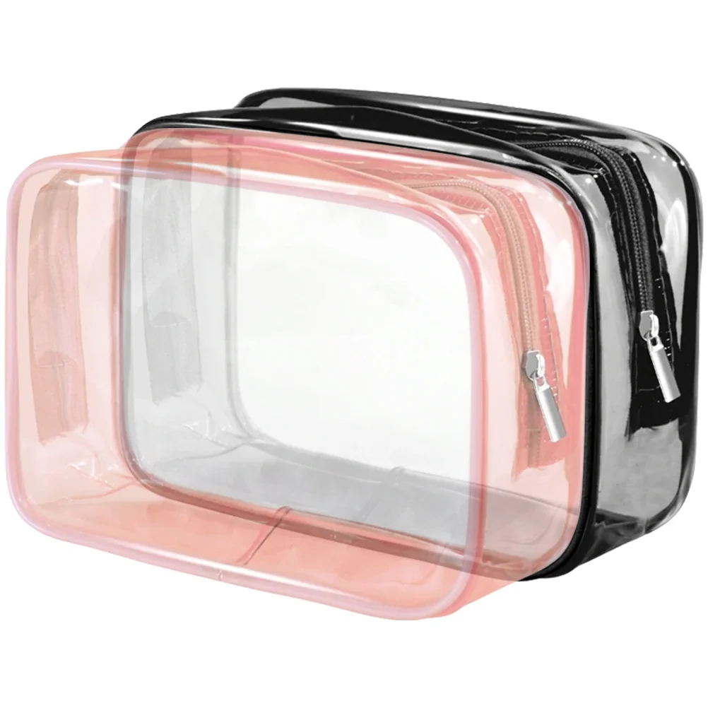 

2 Pcs Waterproof Bag PVC Makeup Zipper Pouch Clear Storage Container Organizer Large Skincare Woman