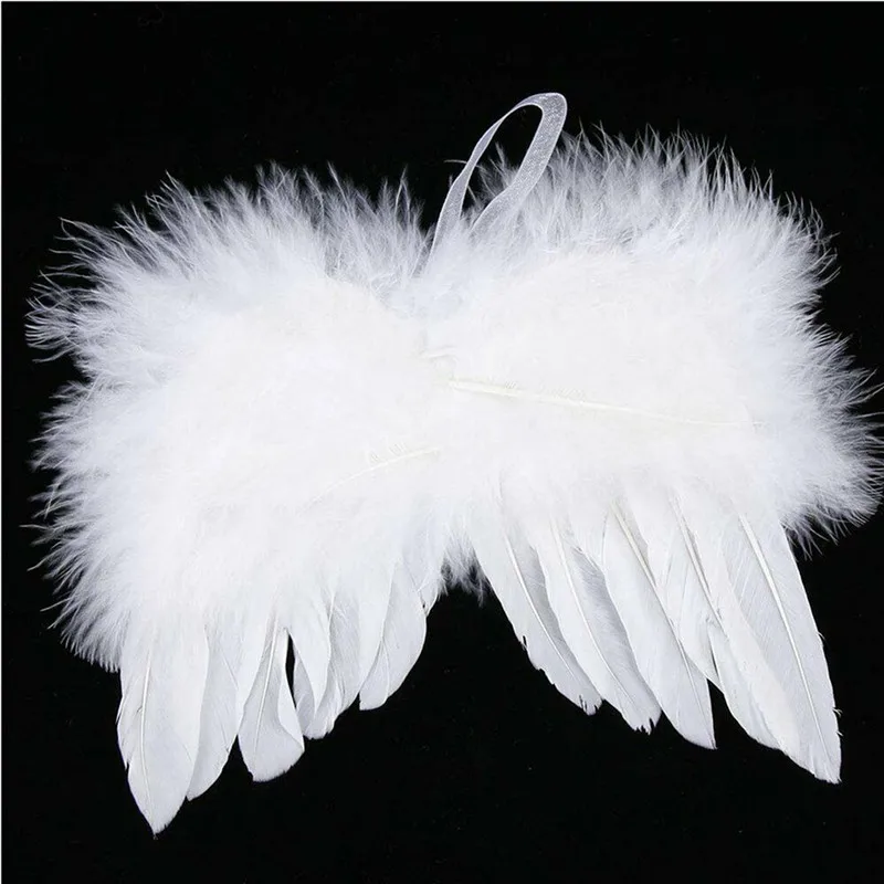 1PCS White Vintage Feather Wing Lovely Chic Angel Christmas Tree Decoration Hanging Ornament Home/Party/Wedding Ornaments Props images - 6