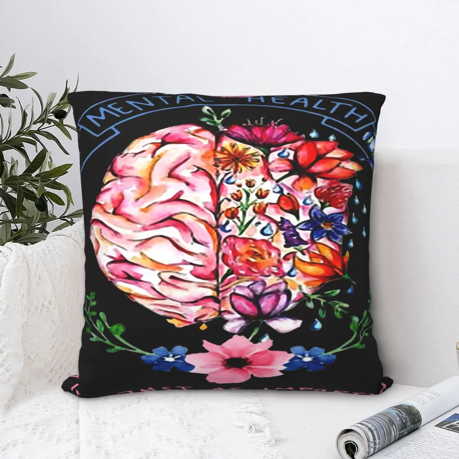 

Чехол для подушки «умственное здоровье», чехол для подушки, аниме винтажные аксессуары для диванных подушек, домашний декор, чехол для поду...