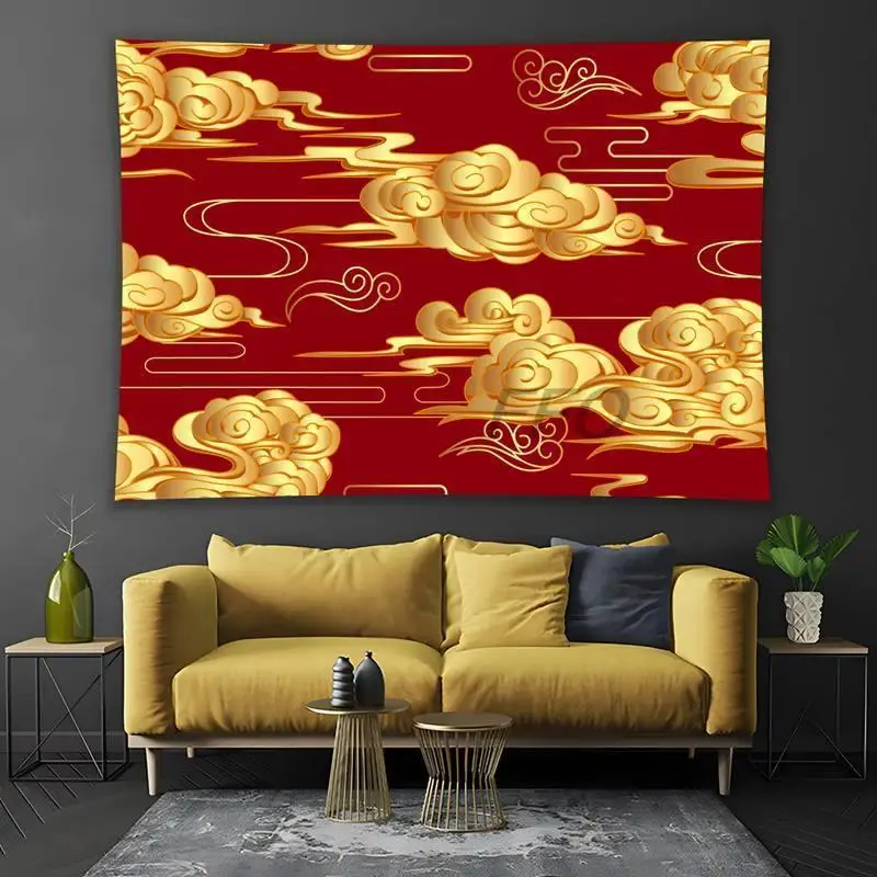 

декор комнаты。декор на стену。макраме.хиппи.декор комнаты эстетика.бохо деКитайский классический благоприятный гобелен с облаками, манда...