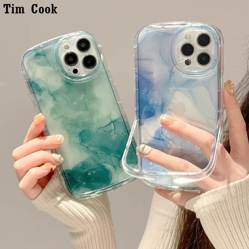 

iPhone 11 Case For iPhone 14 Pro Max 12 X XS XR Fashion Transparent Simple Marble Texture Stand Shockproof Case IPHONE 13