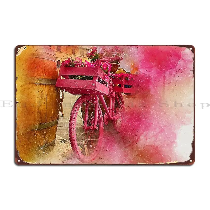 Винтажный потертый шикарный цветочный розовый велосипедный плакат
