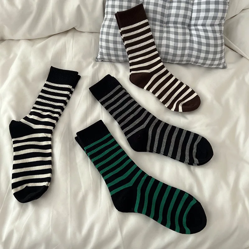 

Модные полосатые носки, универсальные весенне-Летние повседневные хлопковые носки в японском студенческом стиле
