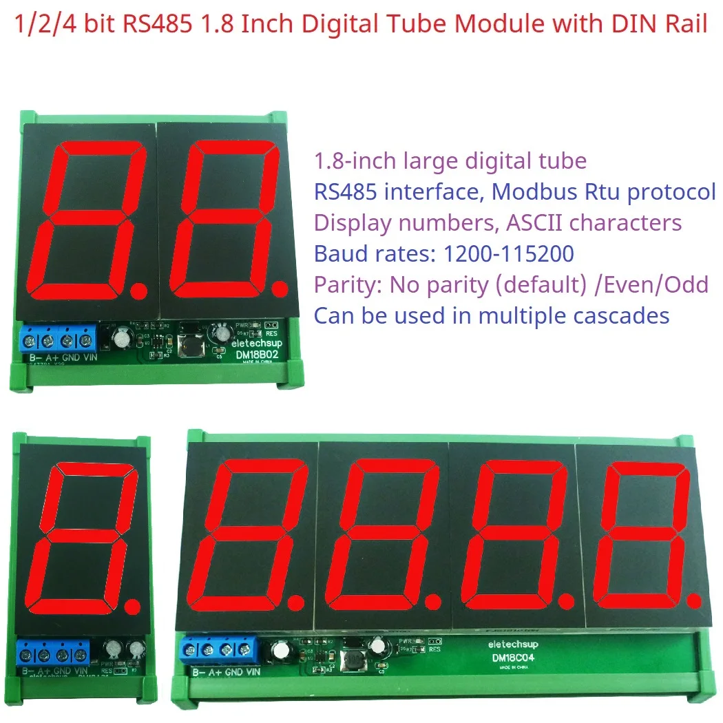 DM18A01 1 8-дюймовый RS485 Modbus Rtu цифровой трубчатый ЖК-дисплей со светодиодной
