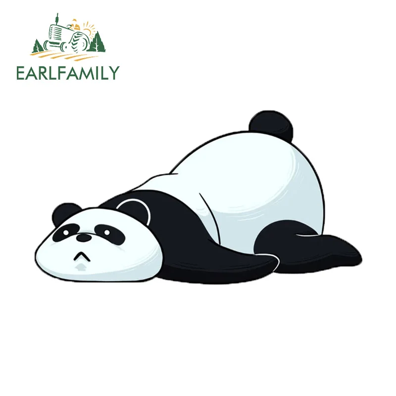 

EARLFAMILY 13cm x 7cm for Lazy Panda Car Stickers Cartoon Fashionable Decals Vinyl Cute Car Accessories Trunk Windshield Decor