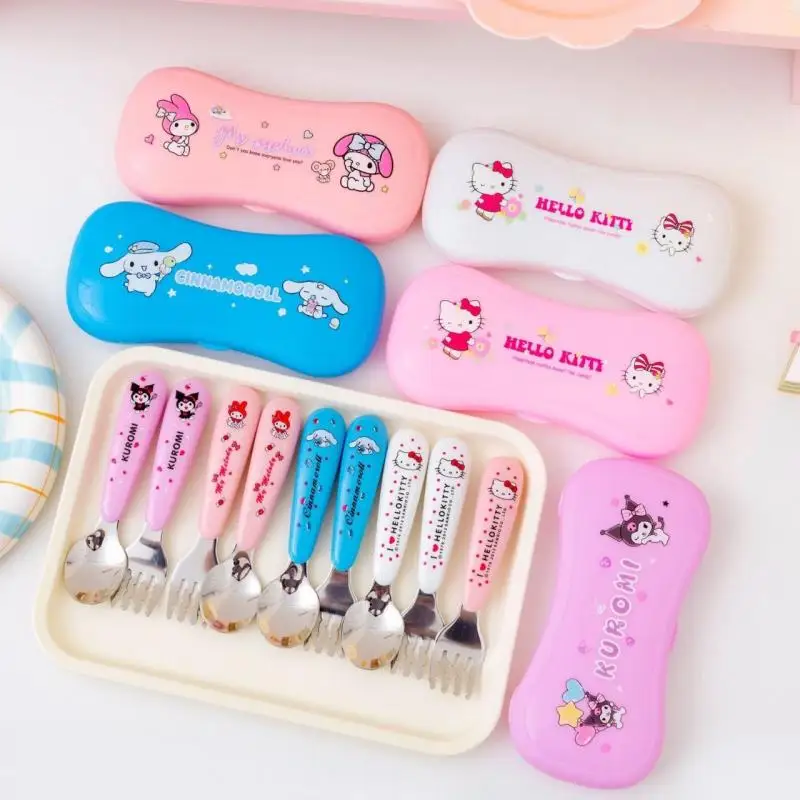 Sanrio детский набор посуды из нержавеющей стали Kawaii 2 предмета вилка ложка куроми