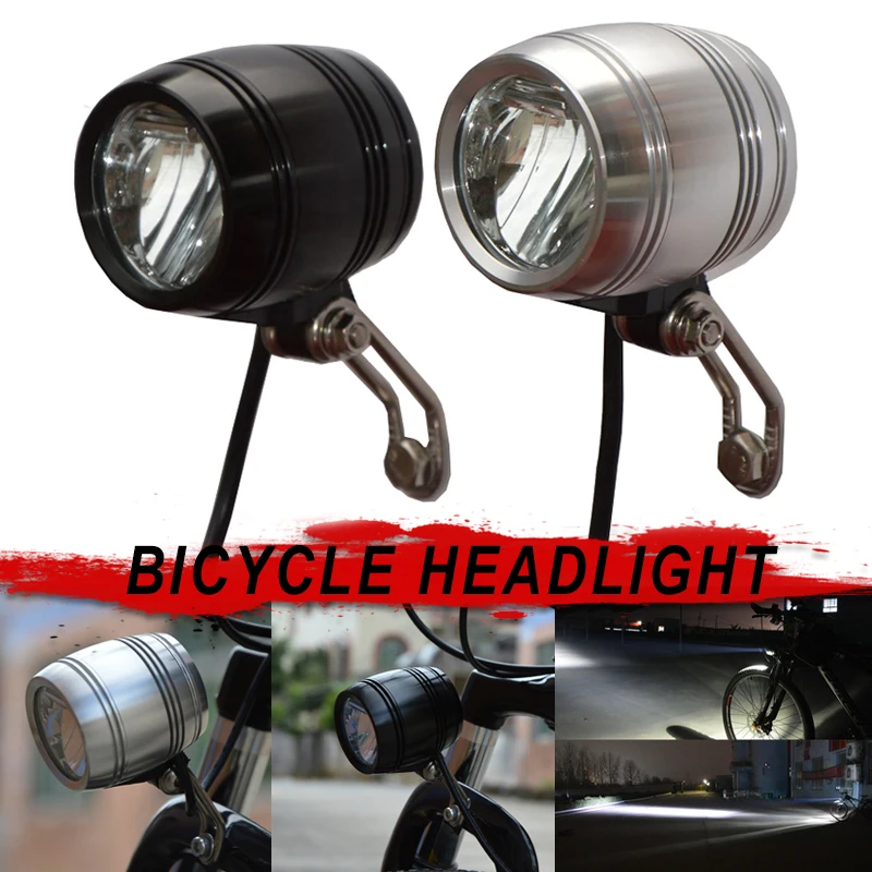 

Bike Front Head Light Lamp For HUB Dynamo With Rearlight Cable Compact Bright