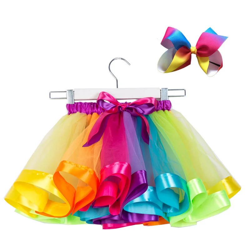 

2022 New Baby Girl Clothes Tutu Skirt Colorful Mini Pettiskirt Girls Party Dance Rainbow Tulle Skirts Children Clothing 12M-8T