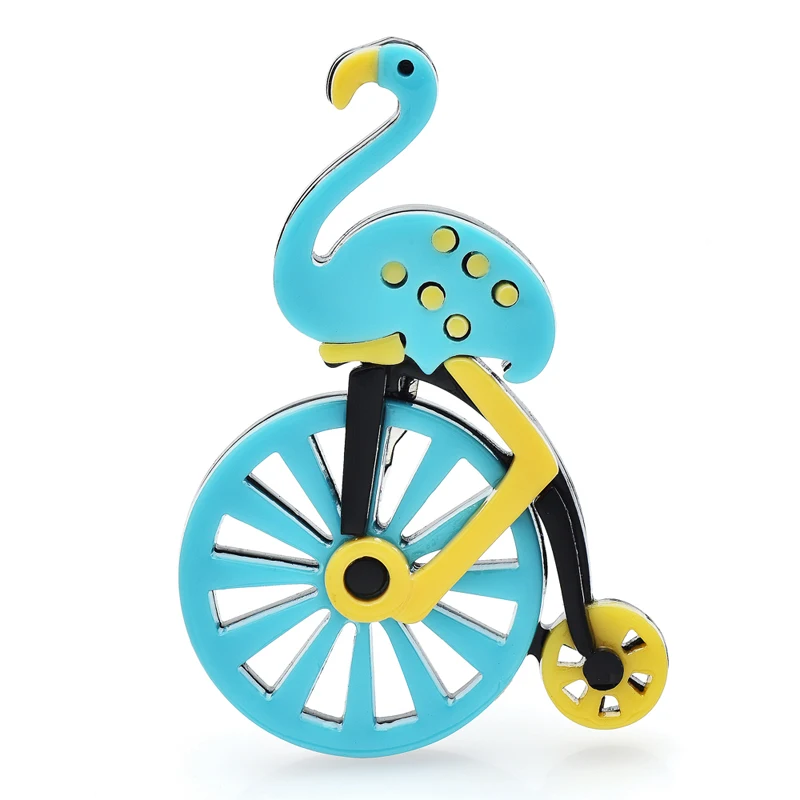 

Wuli&baby Acrylic Flamingo Bird Brooches For Women Unisex Cartoon Ride Bike Bird Party Casual Brooch Pin Gifts