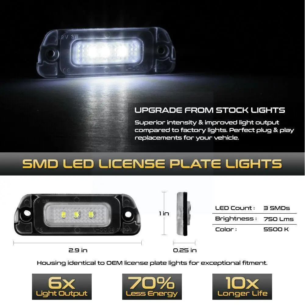 

2 pieces of car LED license plate light car lighting accessories White Light Fit Light Lamp for Mercedes K4D8