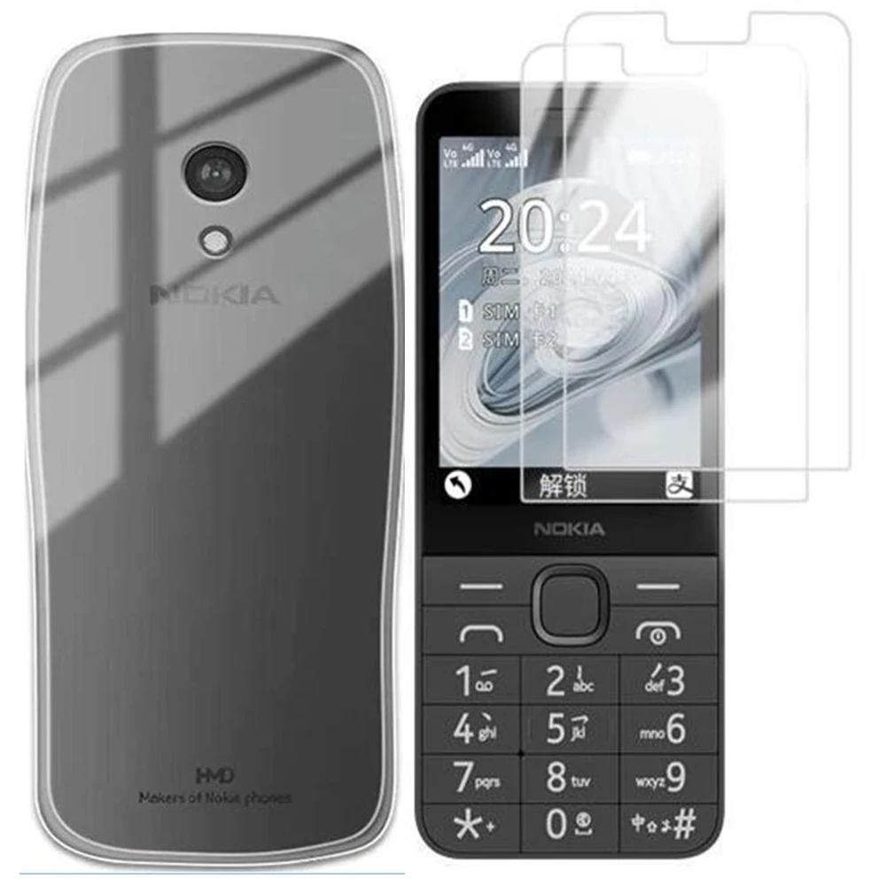 3-в-1 мягкая пленка + силиконовый чехол для Nokia 3210 4G 235 225 220 215 2020 2024 без закаленной