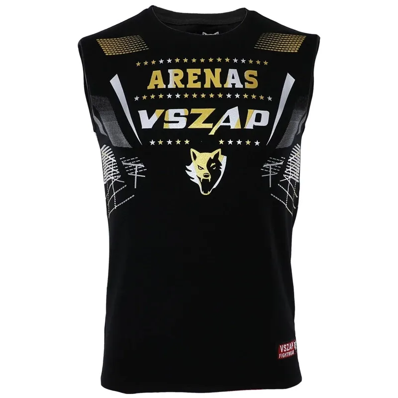 

VSZAP Combat Training Competition Gold Stamping MMA Sleeveless Vest Men's Cotton Sports Fitness Clothes Muay Thai Fighting Cloth