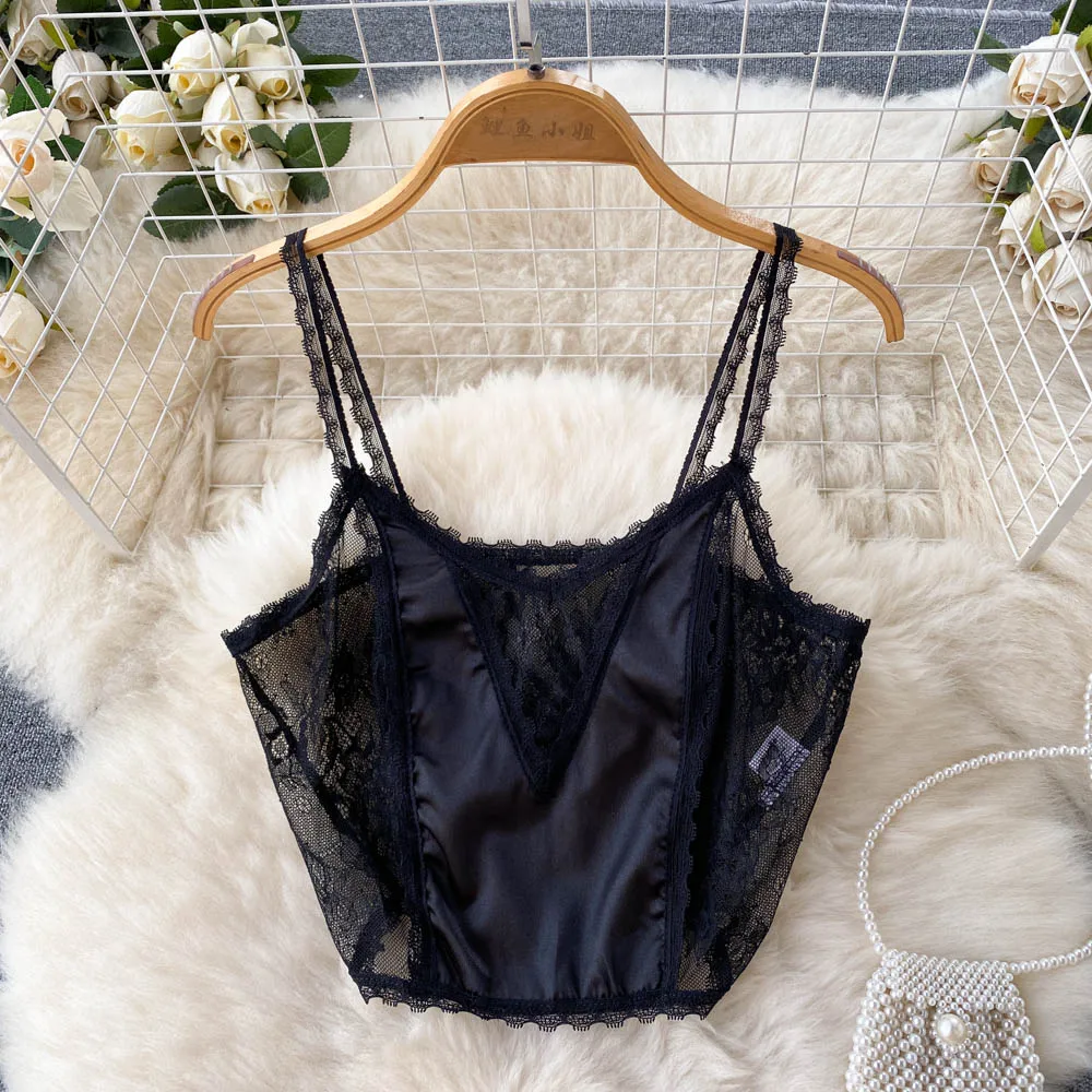 

Lace Seamless Crop Top Women Underwear Wire-Free V-Shaped Camisole Straps Black Lingerie One-Piece Tube Tops Dropshipping