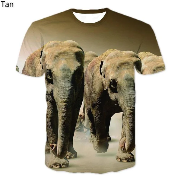 

Новинка 2023, футболка с 3D-принтом слона, Повседневная Уличная рубашка с круглым вырезом для Отца и Сына, оригинальная креативная футболка