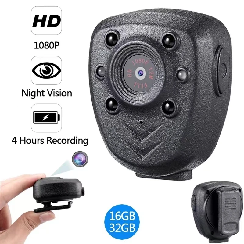 

2023 New Portable Digital Mini DV Recorder Body Lapel Wear Camera 1080P HD DVR IR Visible At Night with Camcorder Voice 16G 32G