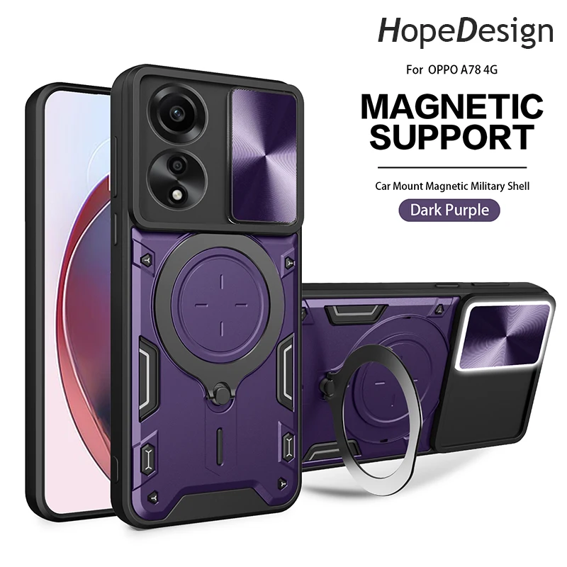 

Phone Case For OPPO A78 A58 A98 A96 F21 PRO F23 4G 5G Find X5 Lite A35 A15S Heavy Duty Camera 360 Degree Kickstand Holder Cover