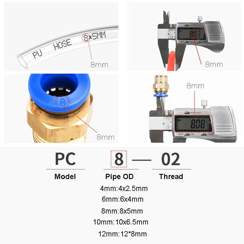 Pneumatic Air Connector Fitting PC PCF/PL/PLF 4mm 6mm 8mm Thread 1/8 1/4  3/8 1/2  Hose Fittings Pipe Quick Connectors images - 6