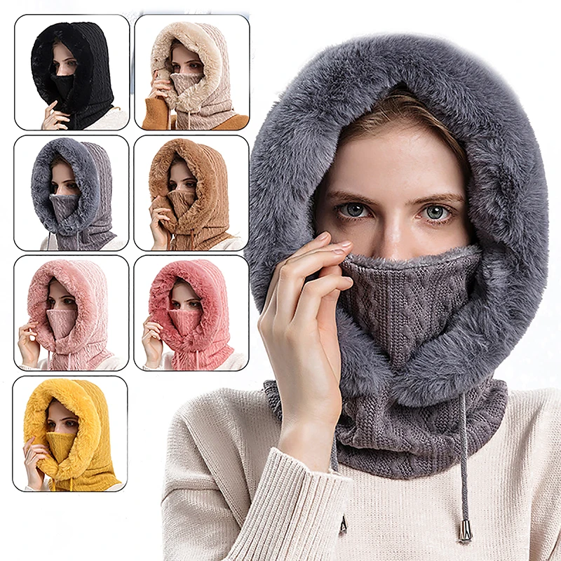 Женская зимняя меховая шапка с капюшоном цвет в ассортименте