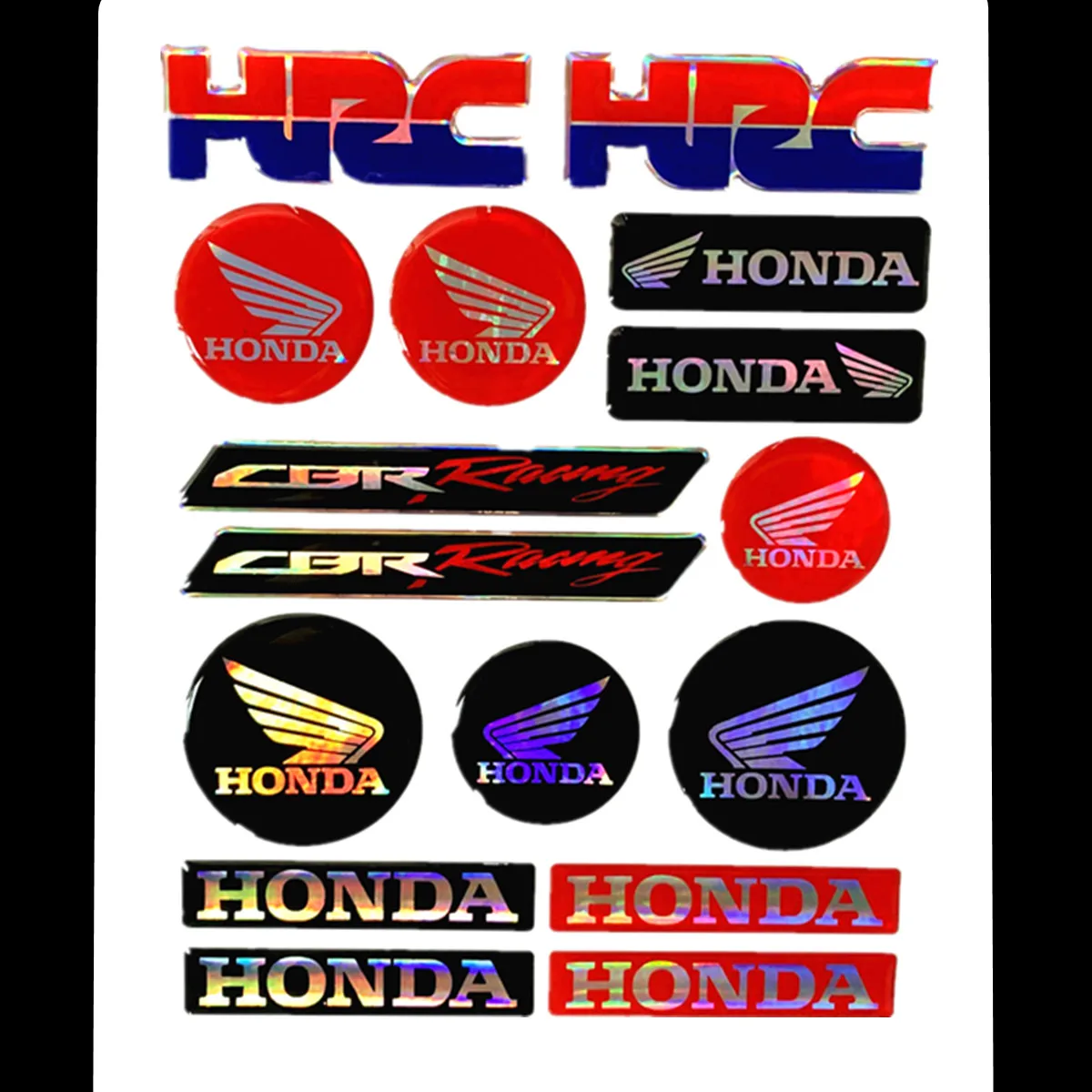 

HRC Logo Sticker 3D CBR Racing Logo Laser Rainbow Motorcycle Decals For HONDA