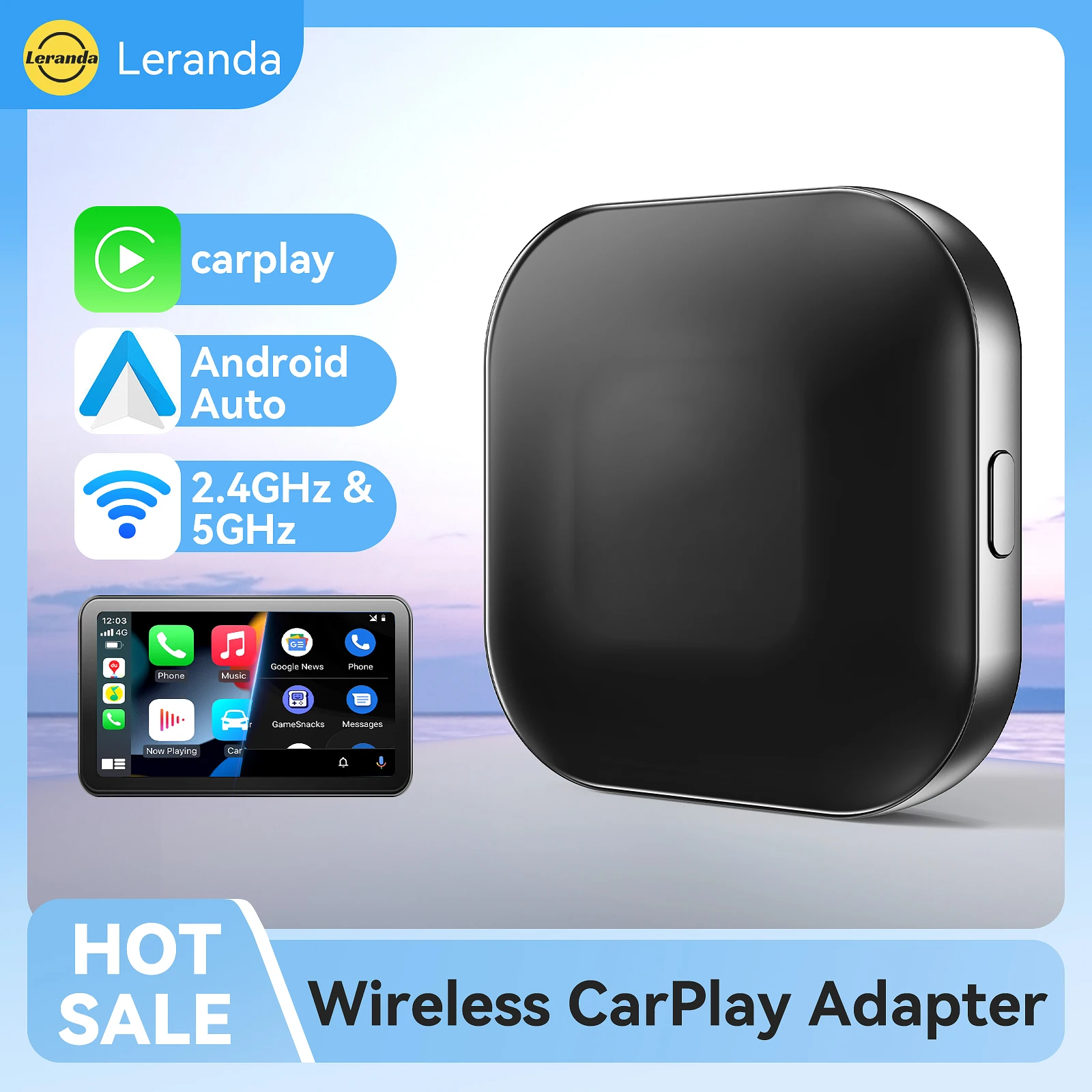 Lerand Wireless CarPlay Android Auto Adapter Ai Box Magic Поддержка Legacy Car Control Автомобильное зеркало