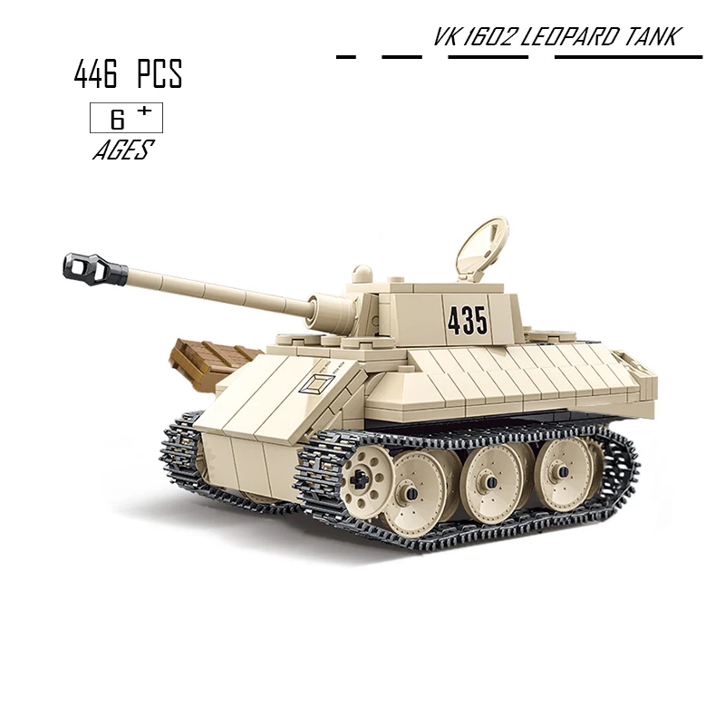 

VK 1602 LEOPARD Military Army Brick WW2 Blocks Tank Model Building Block Assembly Toy Collection Christmas Gift For Kids Boys