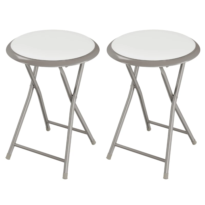 

18-Inch Folding Bar Stool Heavy-Duty, White, Set of 2