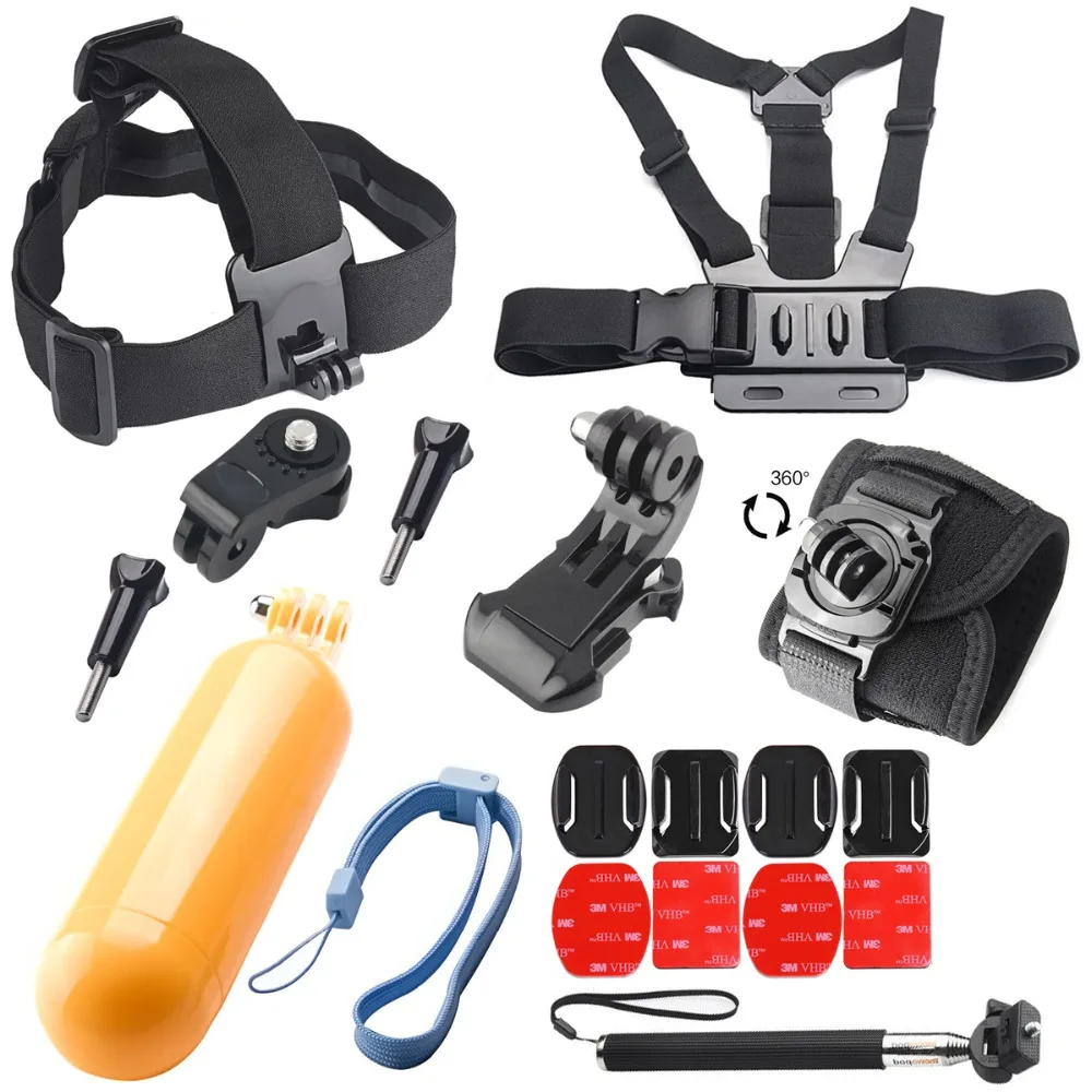 

nes Kit Set for Gopro 10 9 8 7 6 5 4 Monopod Tripod Chest Strap Action camera Accessories for Xiao Yi 4k