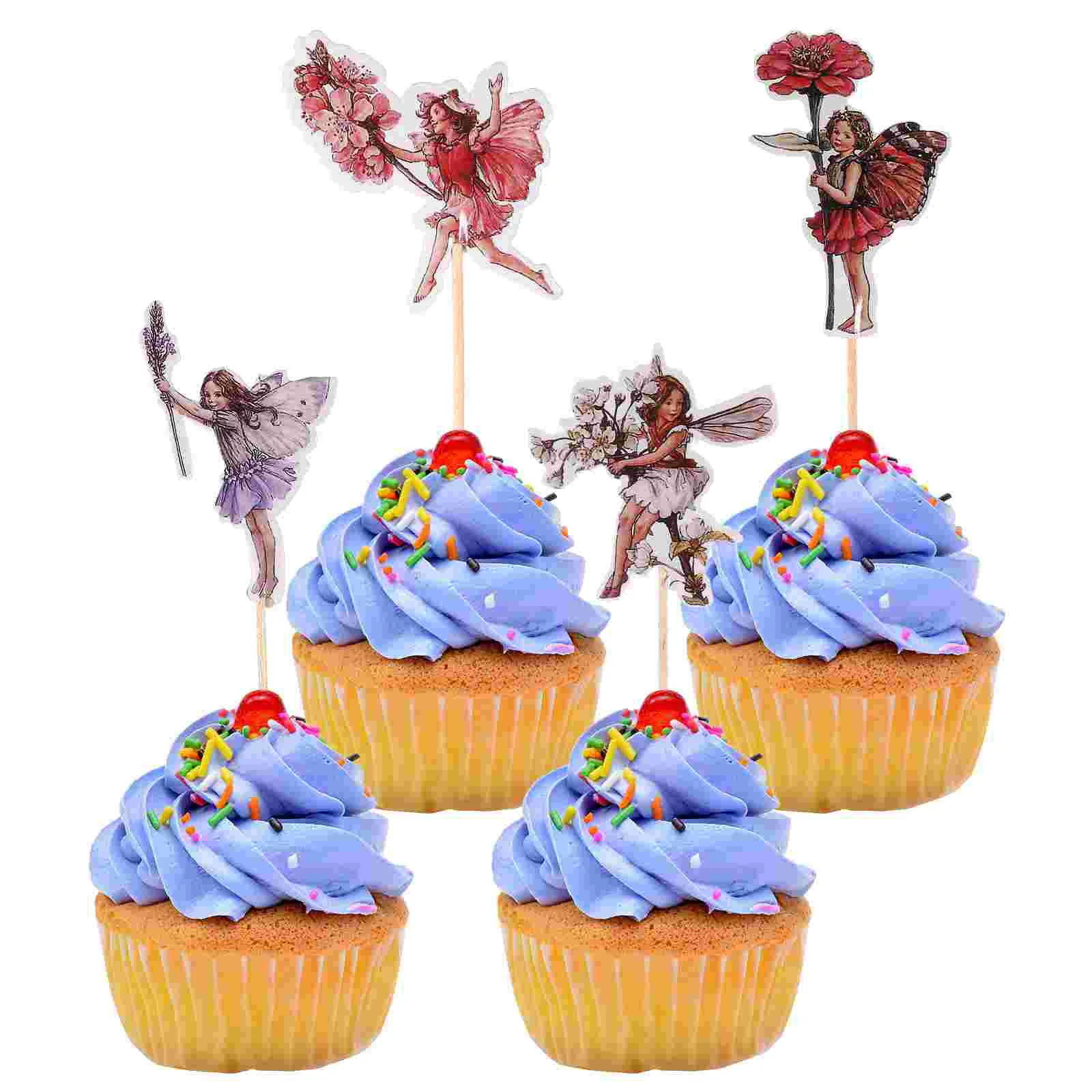 

Fairy Cupcake Topper Decorations Cake Party Birthday Flower Toppers Girlstoothpicks Picks Supplies Shower Wedding Baby Ornament