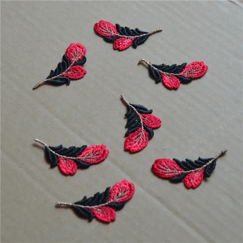 10 шт./лот размер 6*4 см блестящая черная красная цветочная аппликация вышитая