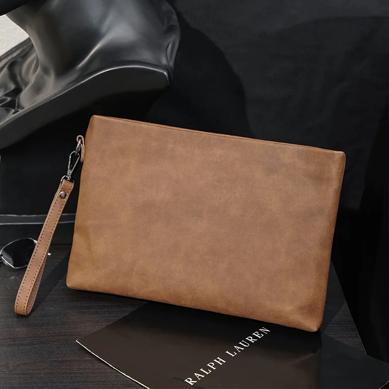 

Vintage Crazy Horse Leather Simple Clutch Casual Business Trend Clutch Envelope Bag