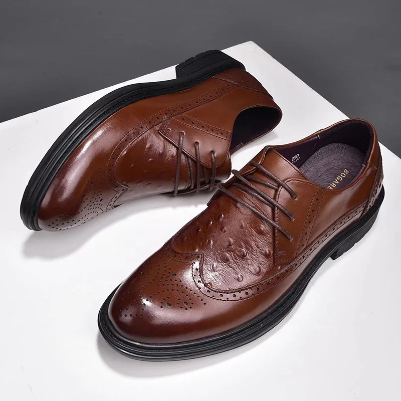 Новые мужские туфли на плоской подошве кожаные деловые с верхним слоем из