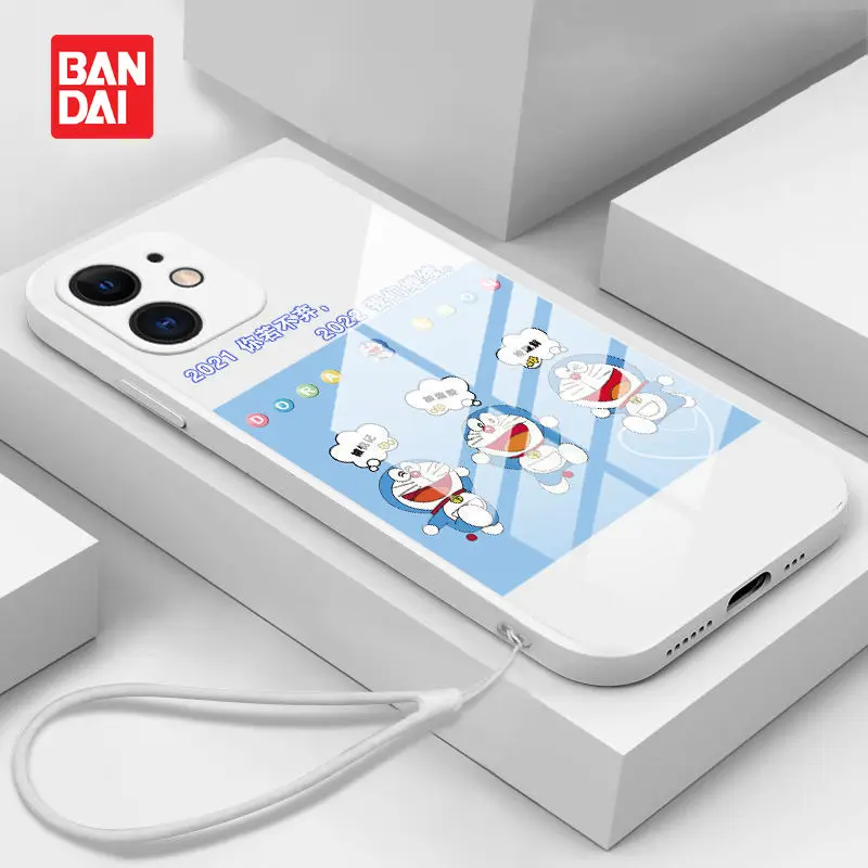 

Bandai Doraemon Glass Phone Case for iPhone 13 13Pro 12 12Pro 11 Pro X XS Max XR 7 8 Plus Kawaii Cartoon Back Covers Fundas