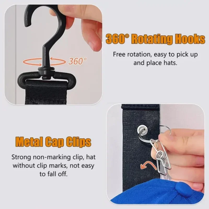 Вешалка для шляпы Черная с 8 искусственными крючками регулируемая бесшовная