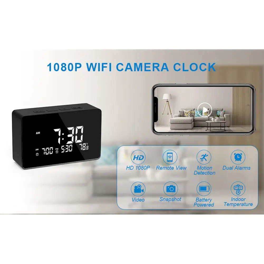 4k 1080p Full Hd Wireless Wifi Mini Camera Led Digital Electronic Alarm Clock Nanny Cam Night Vision Motion Detection Camcorder enlarge